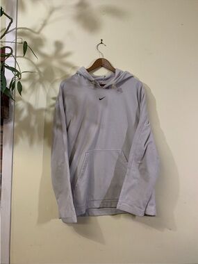 Vintage Nike Light Gray Pullover Hoodie with Centre Swoosh